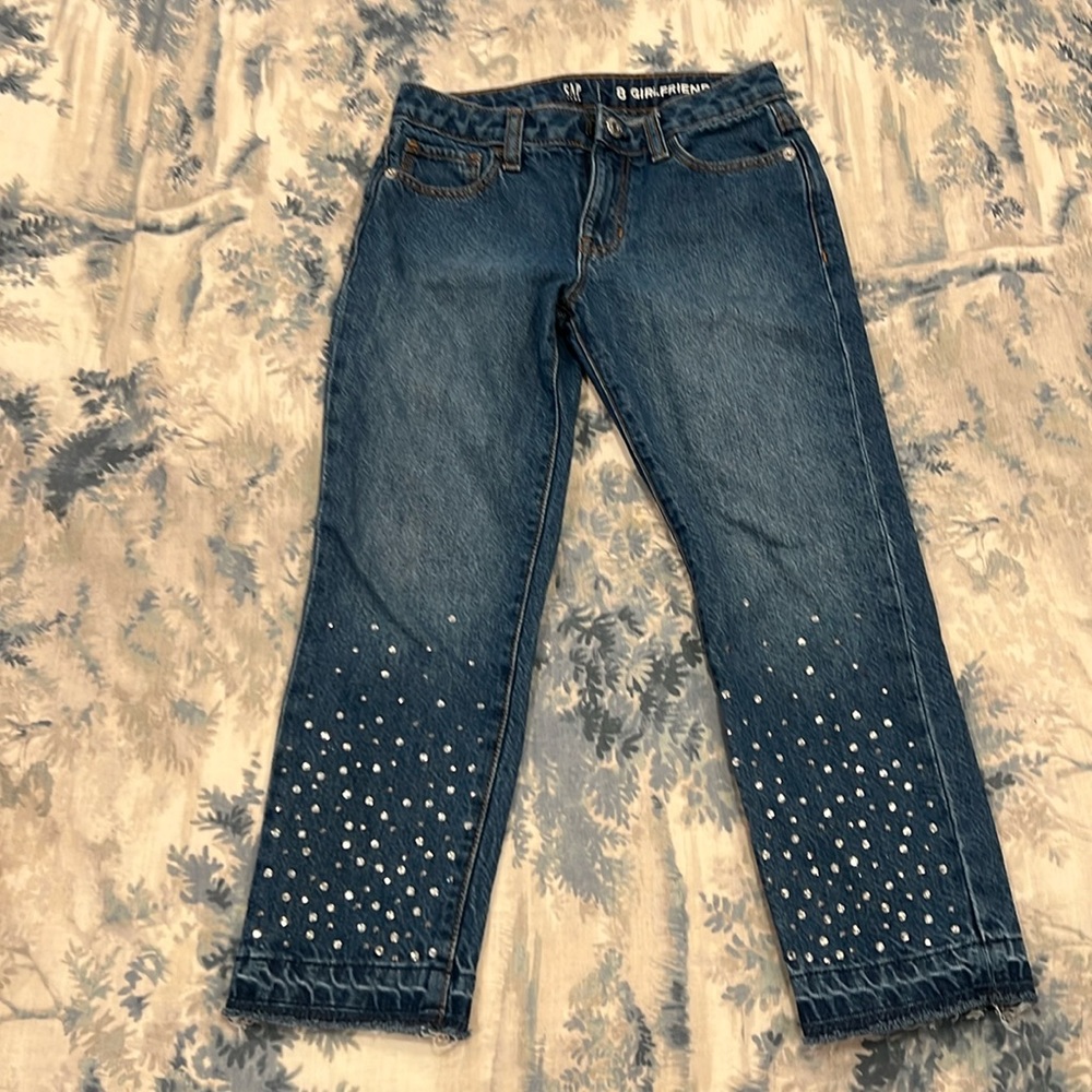 Like new Gap rhinestone girlfriend girls jeans 8